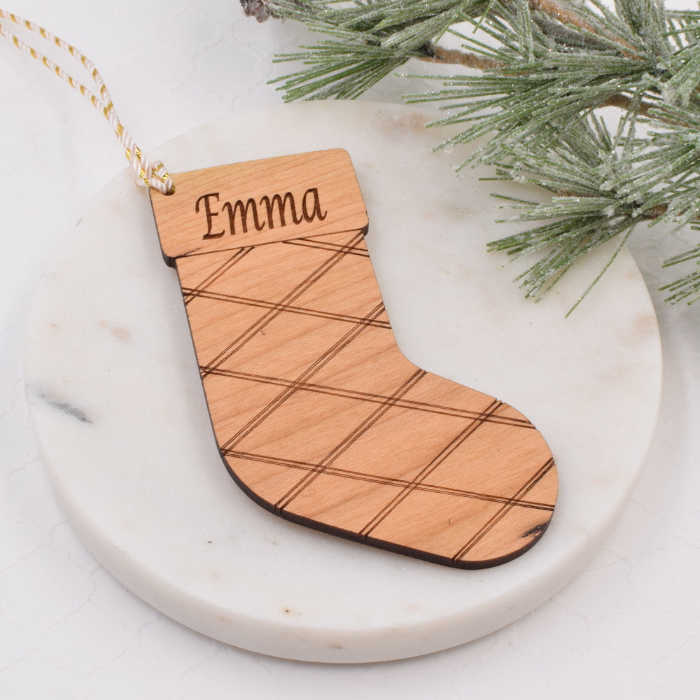 Personalized Stocking Wood Ornament - Grace and Wood Co.