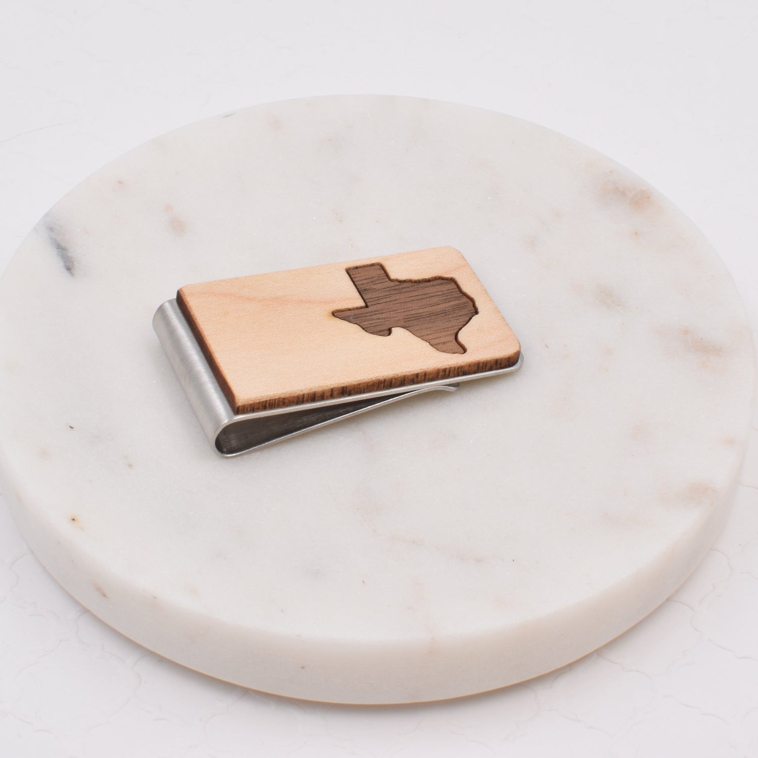 Maple with Walnut Texas Money Clip - Grace and Wood Co.