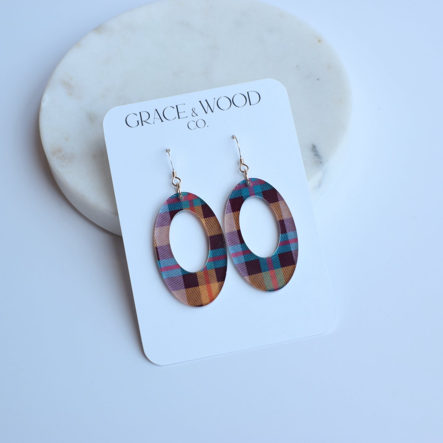 Coucher de soleil en acrylique ovale ouvert