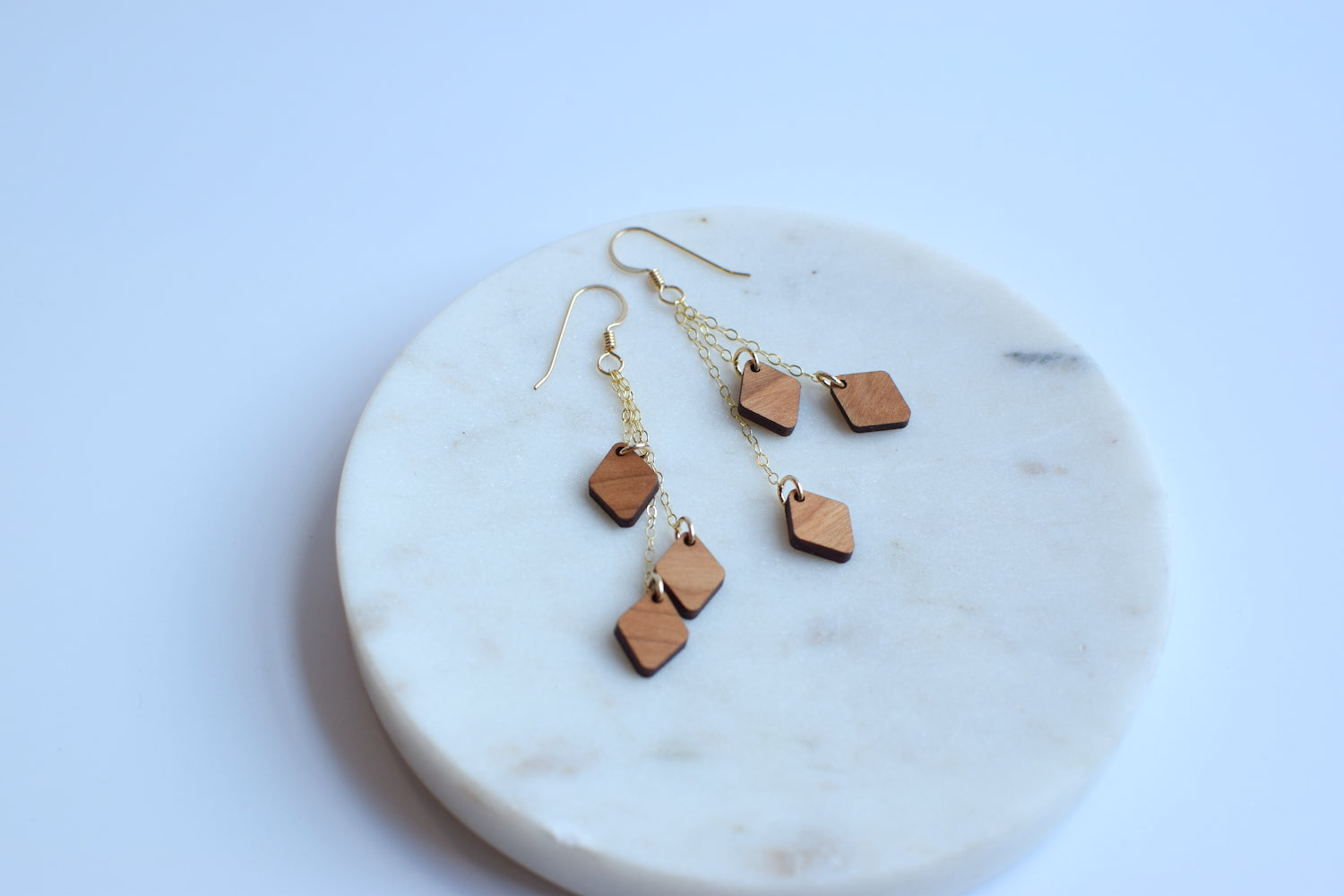 Triple Diamond Chain Elegant Earrings