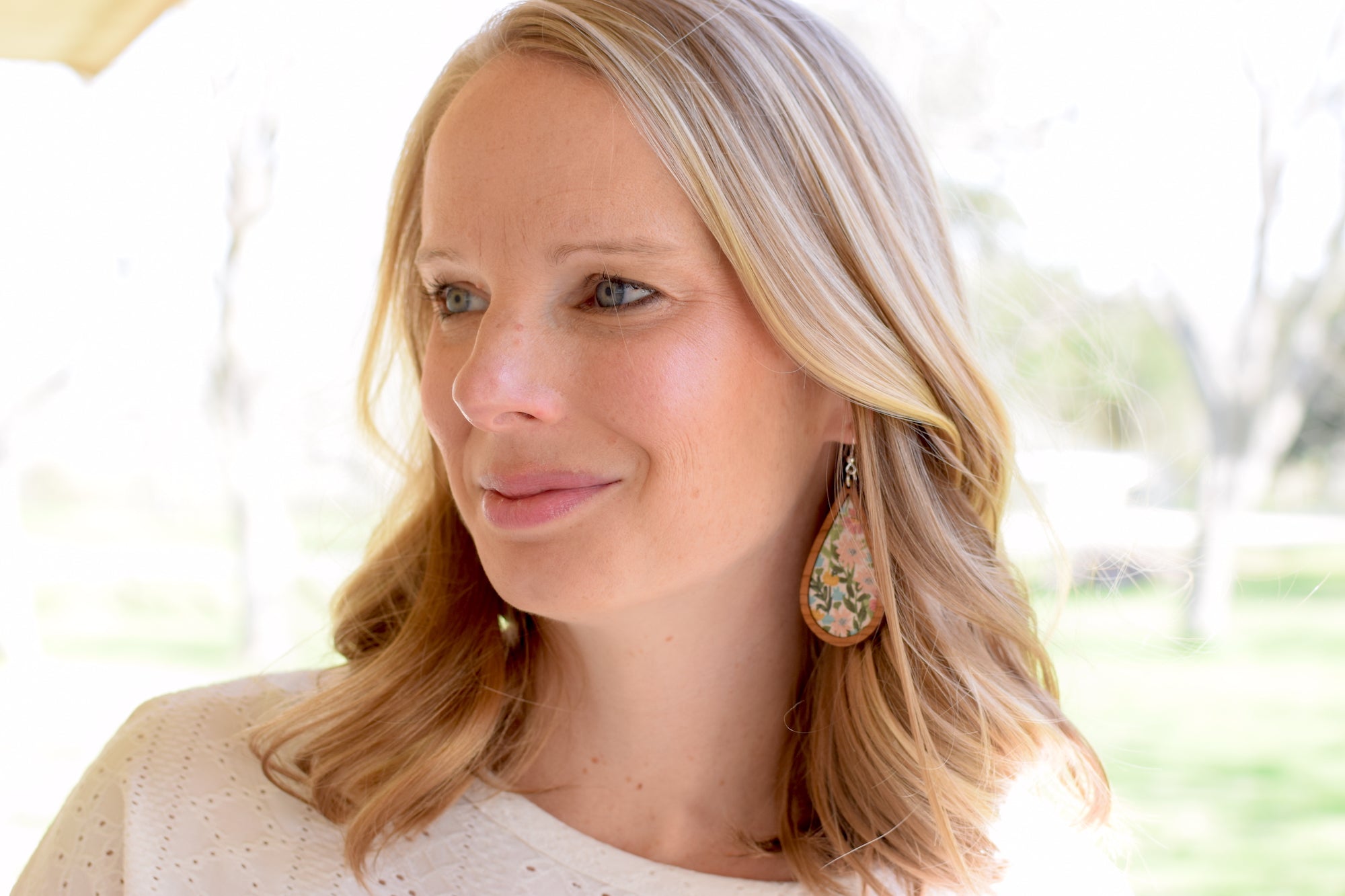 Georgia Floral Wood + Cork Teardrop - Grace and Wood Co.