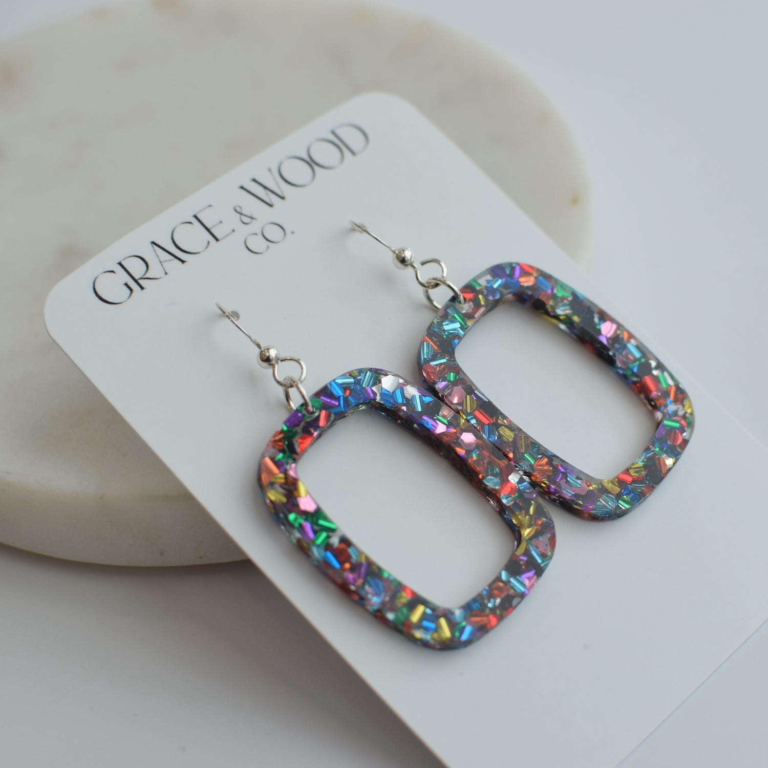 Celebration Confetti Acrylic Hollow Rectangle