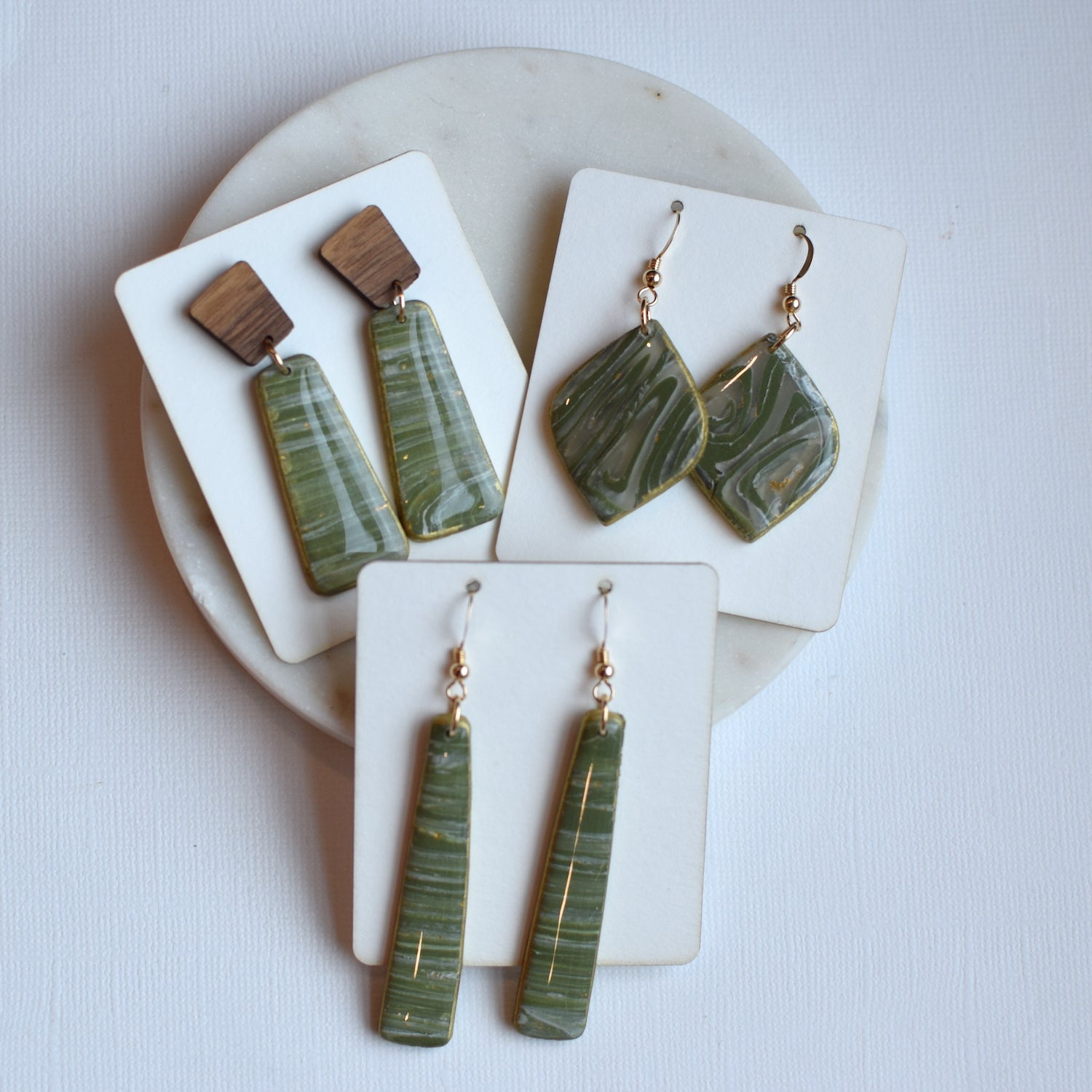 Golden Olive Clay Andy Earrings