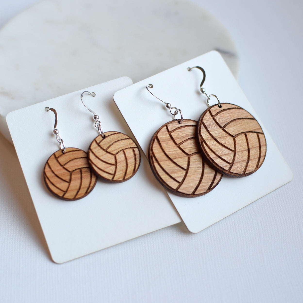 Engraved Volleyball Cherry Earrings