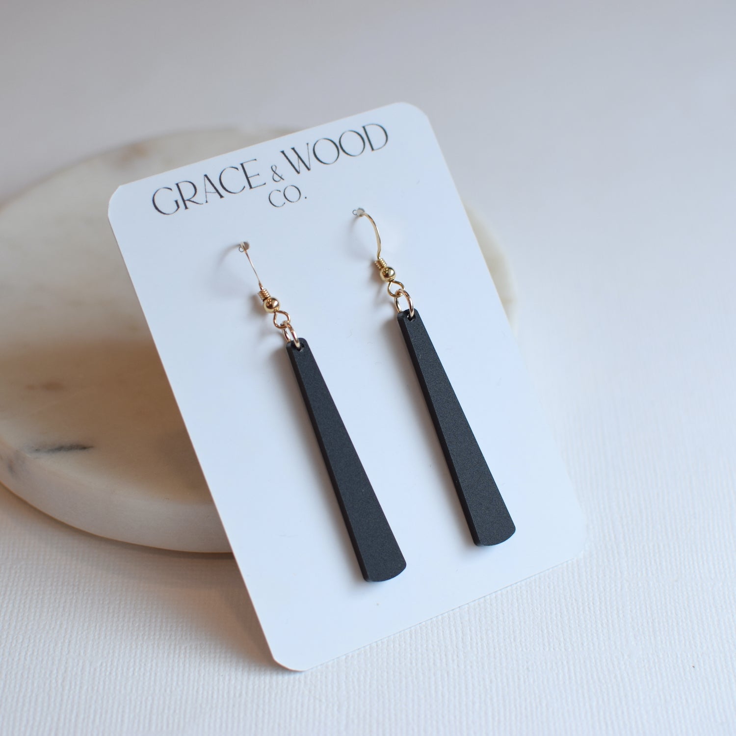 Black Acrylic Skinny Drop - Grace and Wood Co.