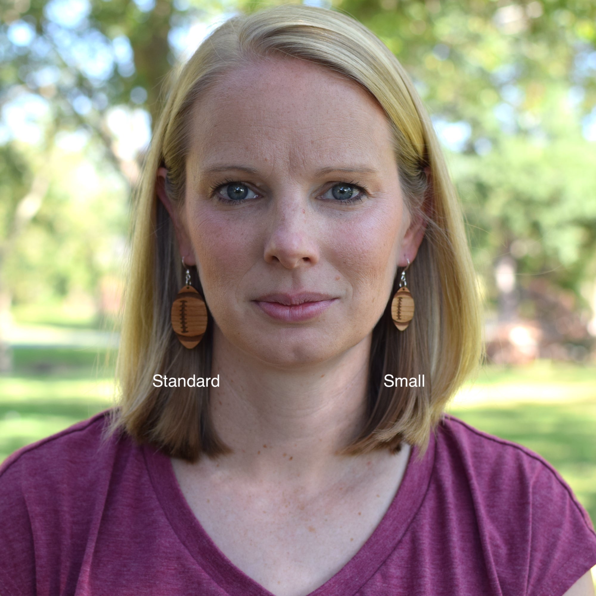 Engraved Football Cherry Earrings - Grace and Wood Co.