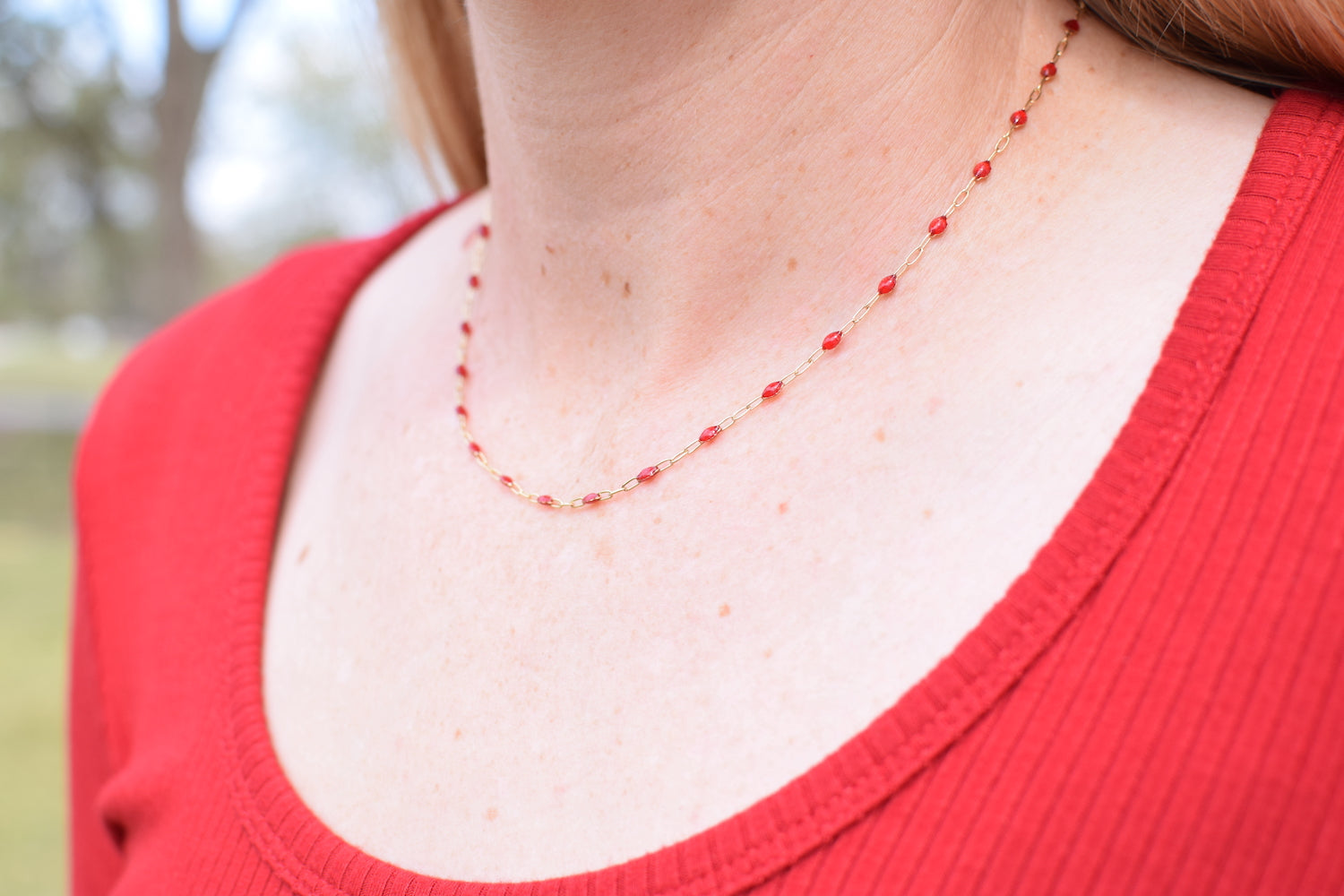 14k Gold-filled Enamel Paperclip Necklace