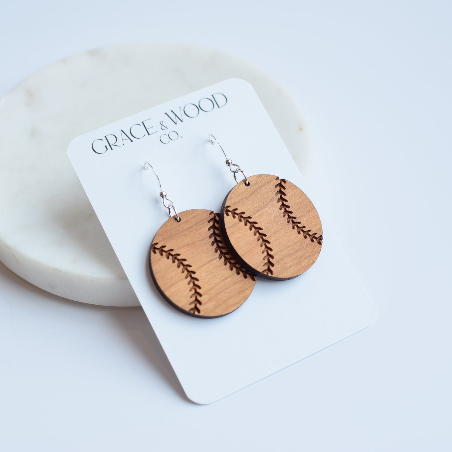 Engraved Baseball/Softball Cherry Earrings - Grace and Wood Co.