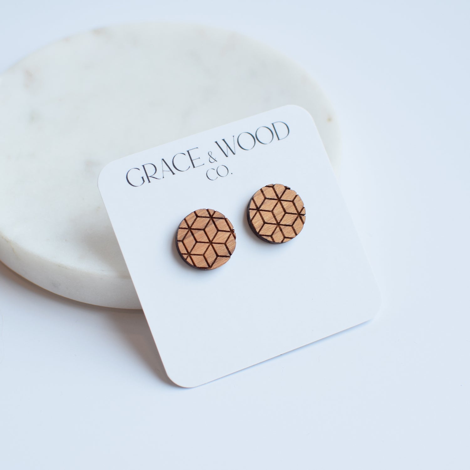 Kaleidoscope Engraved Circle Studs - Grace and Wood Co.