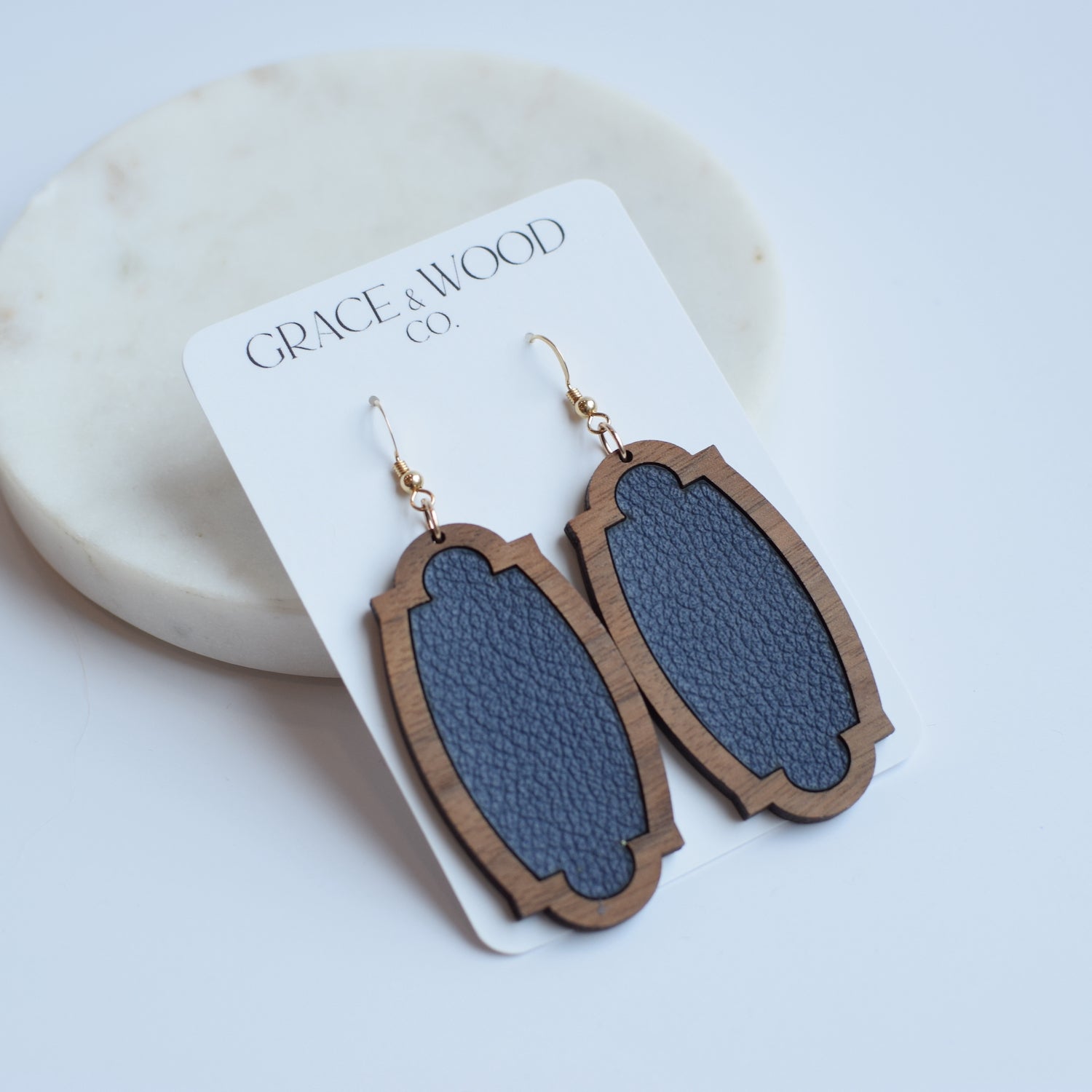 Navy Wood + Leather Heirloom - Grace and Wood Co.