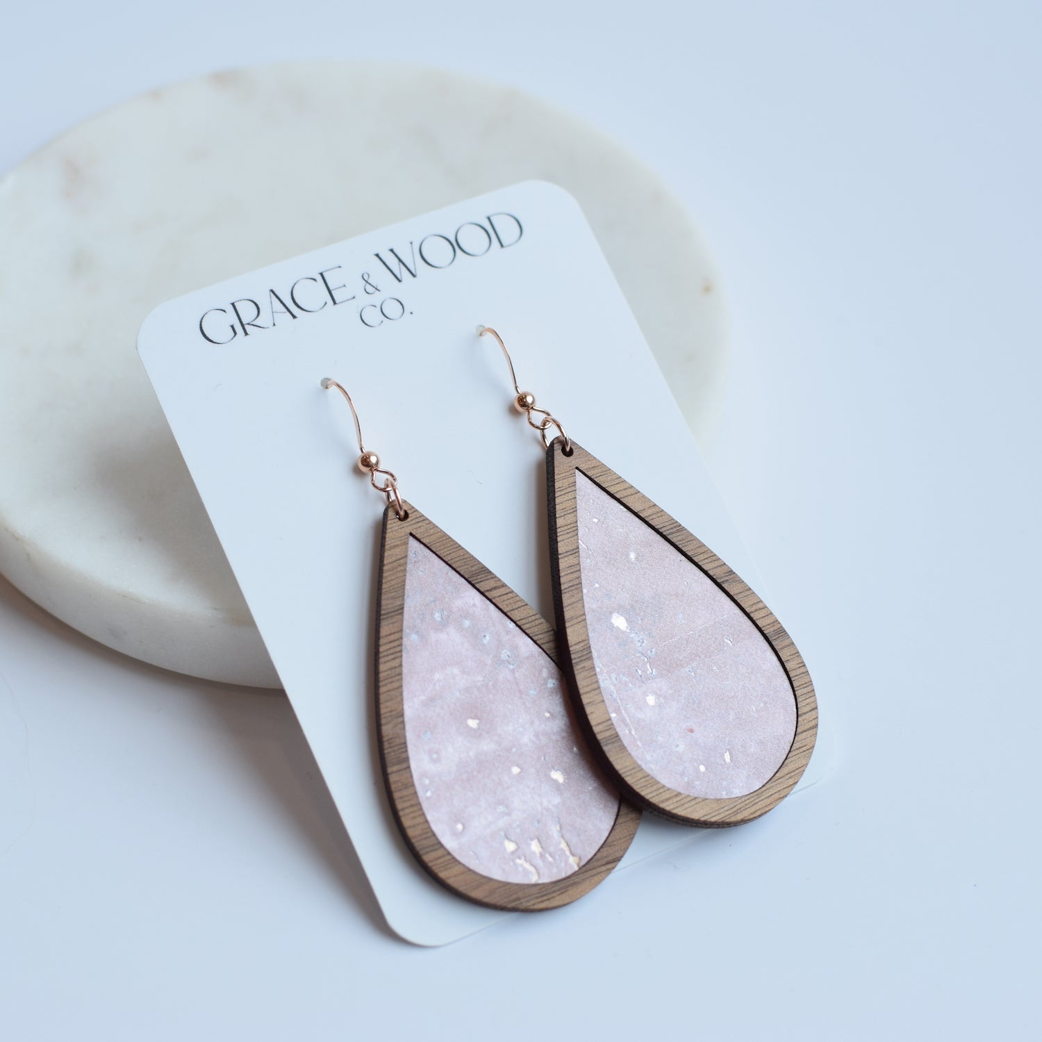 Blush Wood + Cork Teardrop - Grace and Wood Co.