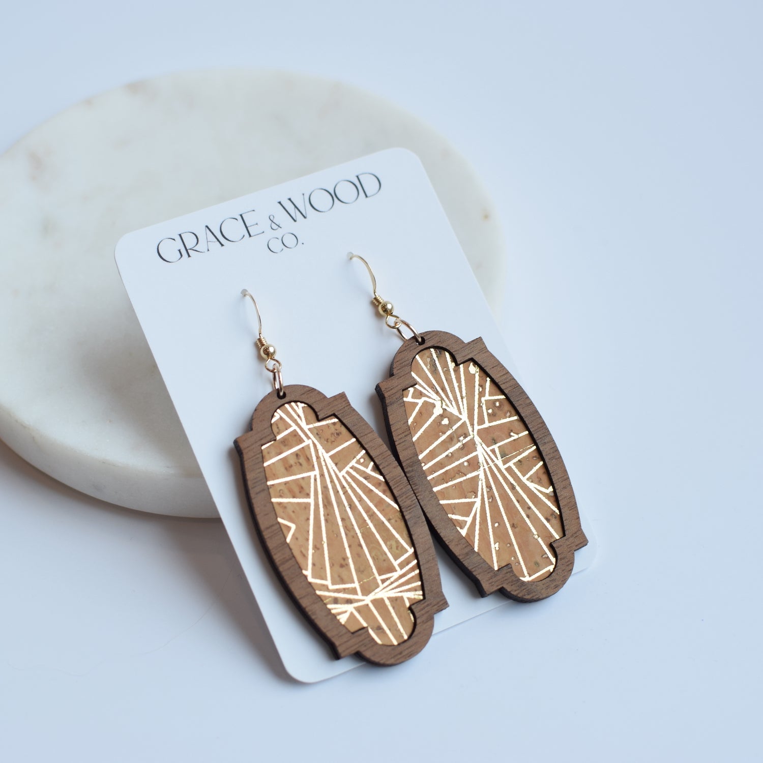 Gold Geo Wood + Cork Heirloom - Grace and Wood Co.