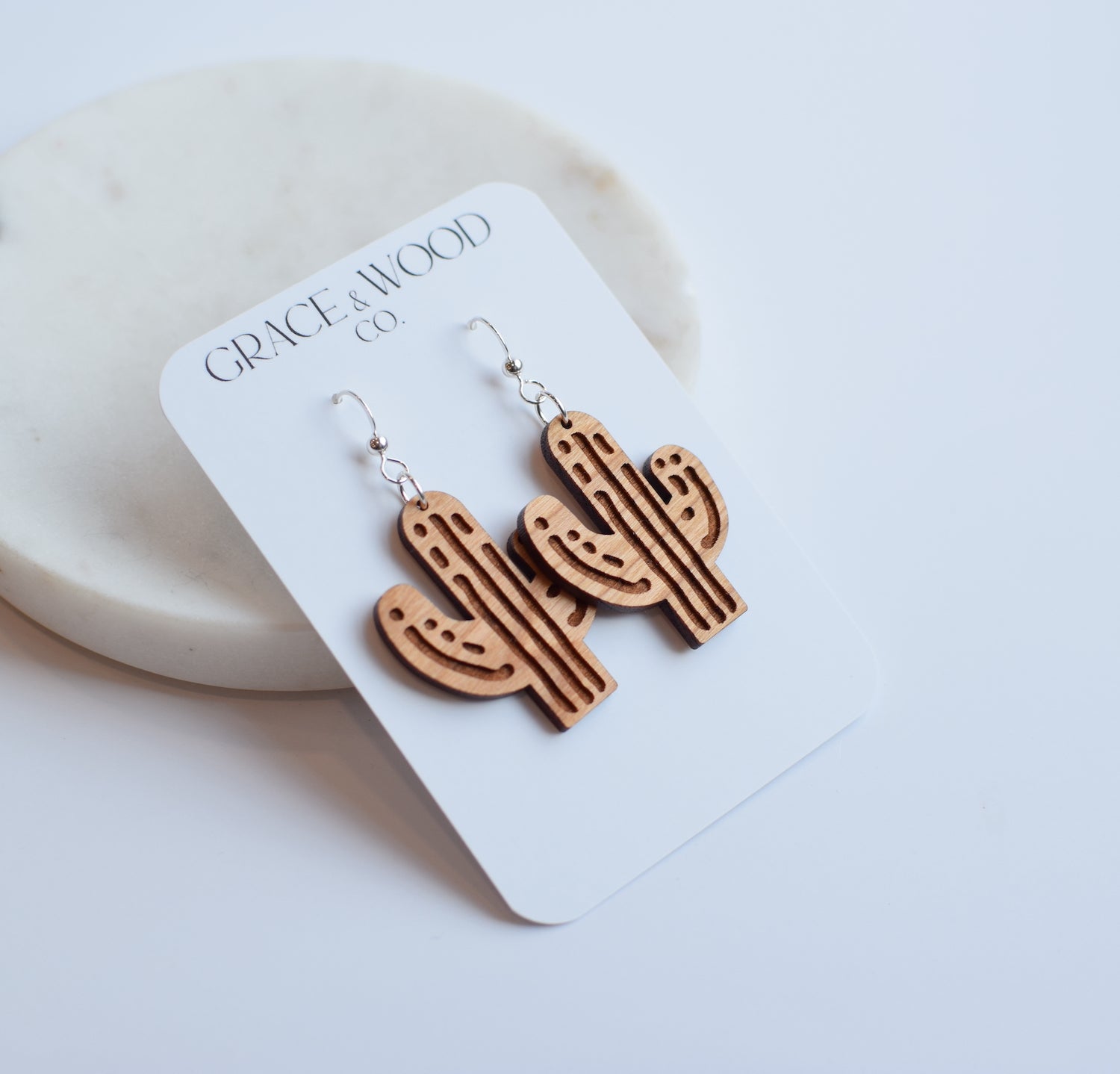 Cactus Engraved Cherry Earrings