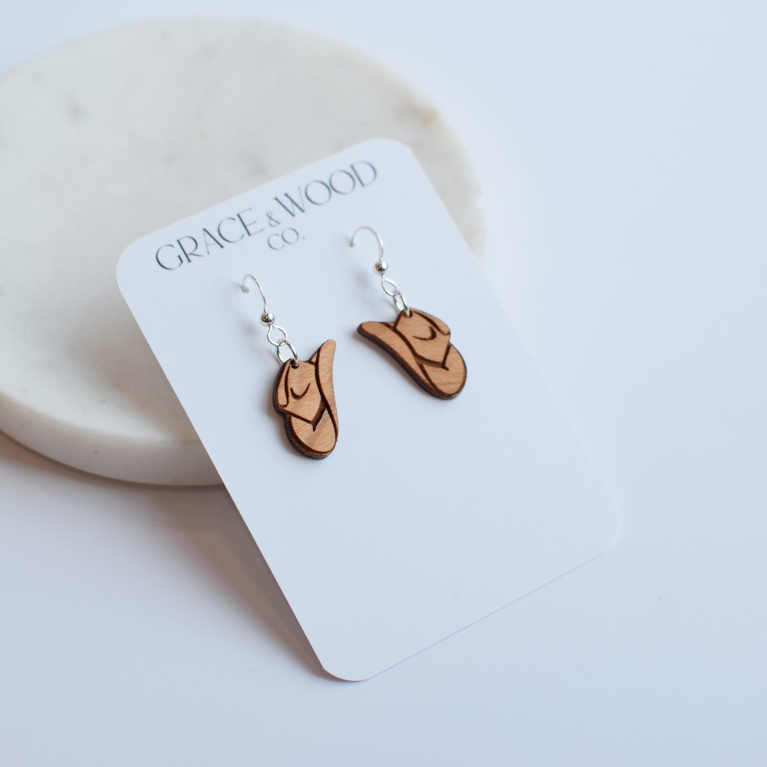 Cowgirl Hat Engraved Cherry Earrings