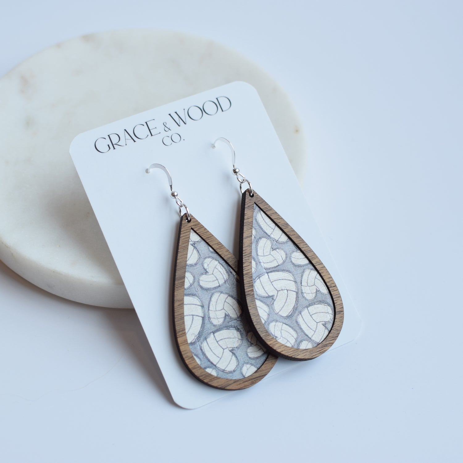 Volleyball Hearts Wood + Cork Teardrop - Grace and Wood Co.
