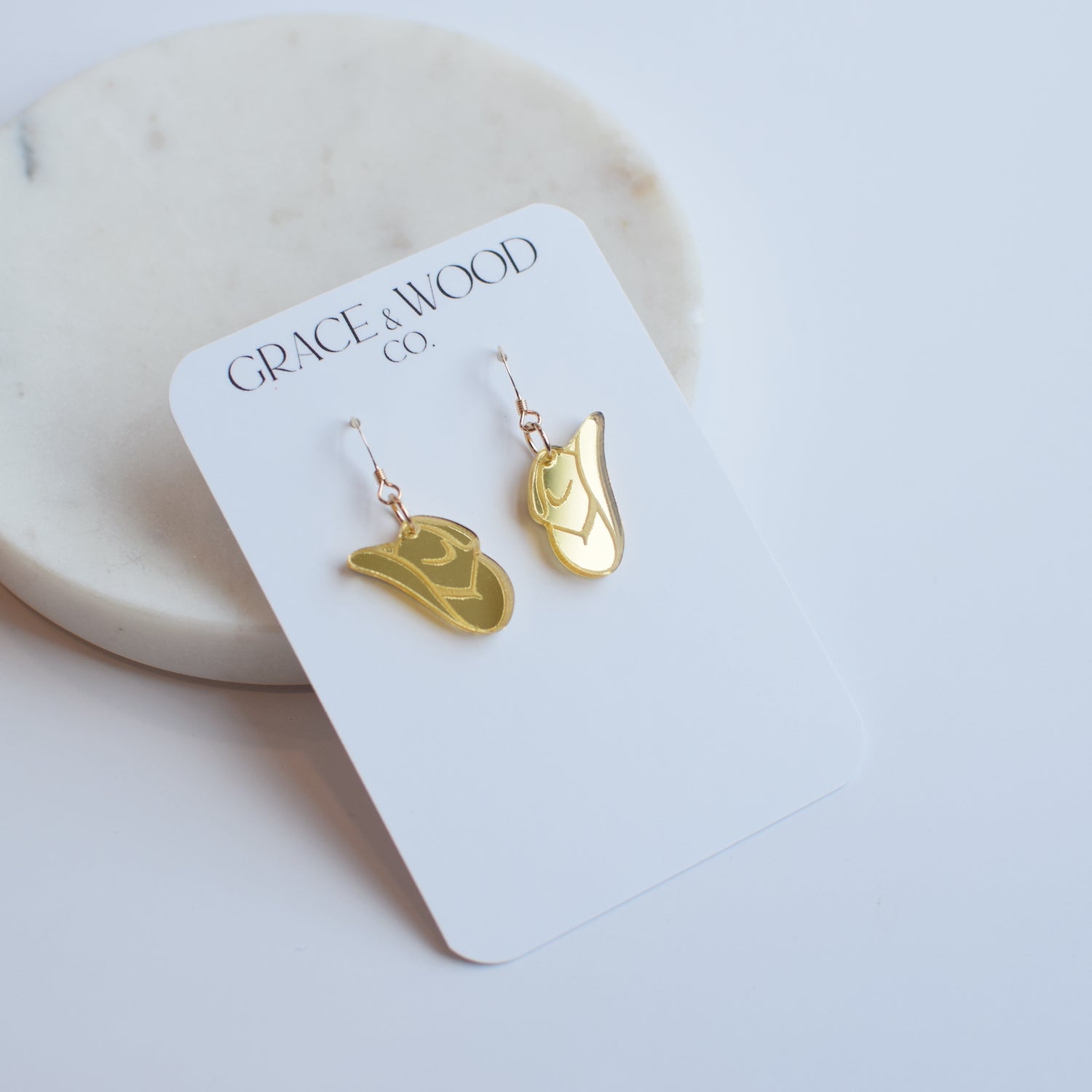 Cowgirl Hat Engraved Acrylic Earrings