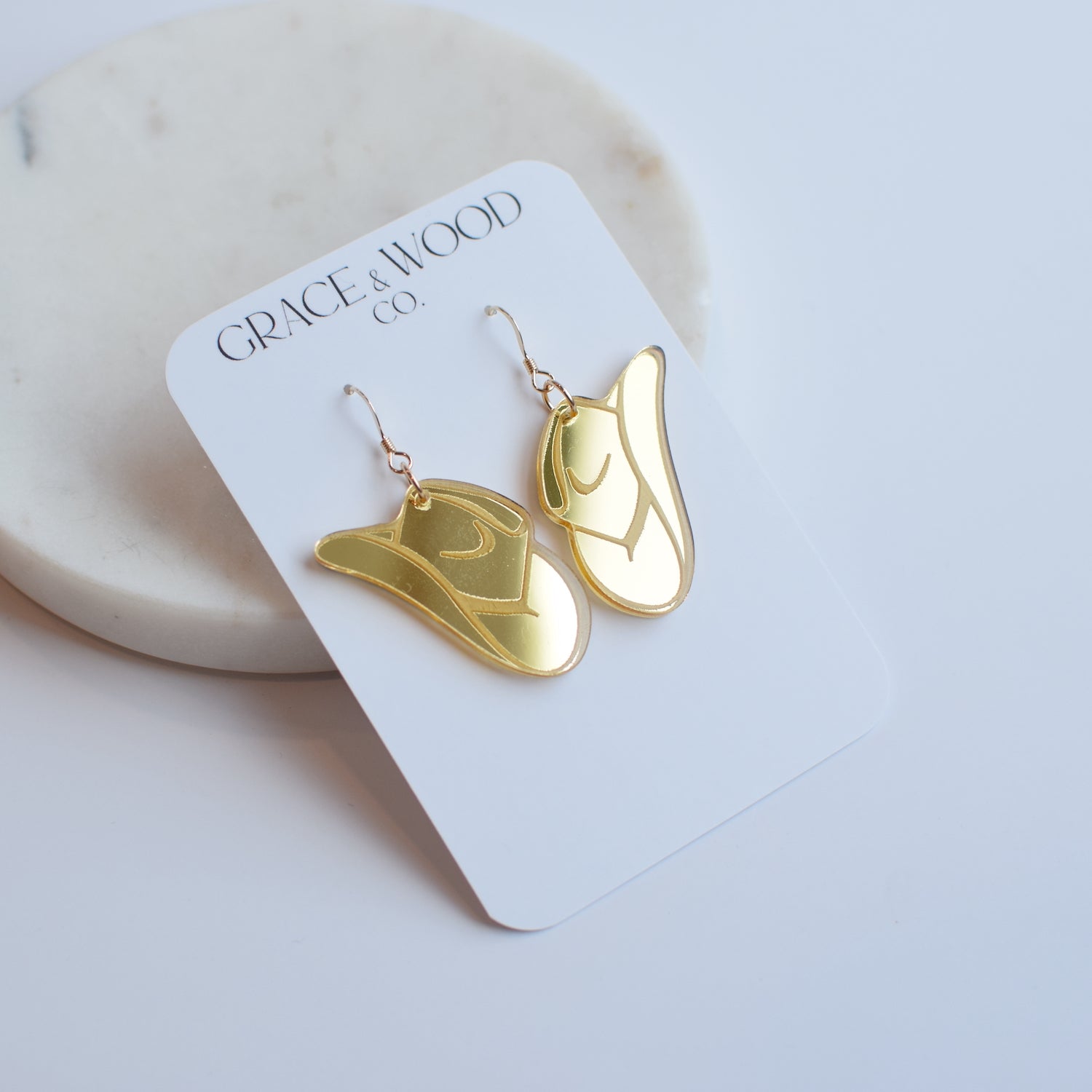 Cowgirl Hat Engraved Acrylic Earrings