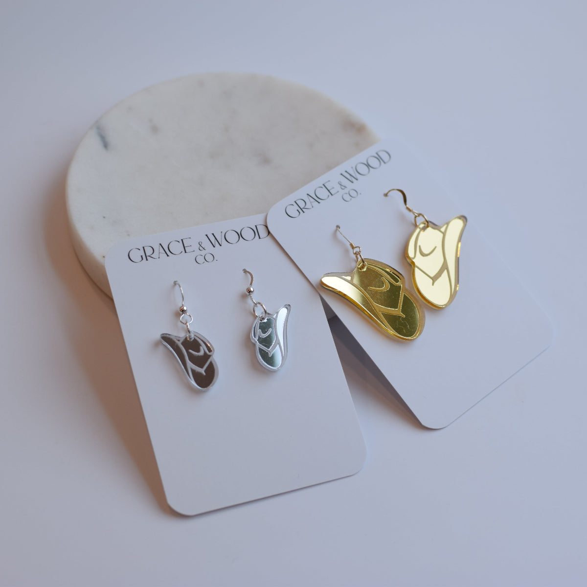 Cowgirl Hat Engraved Acrylic Earrings