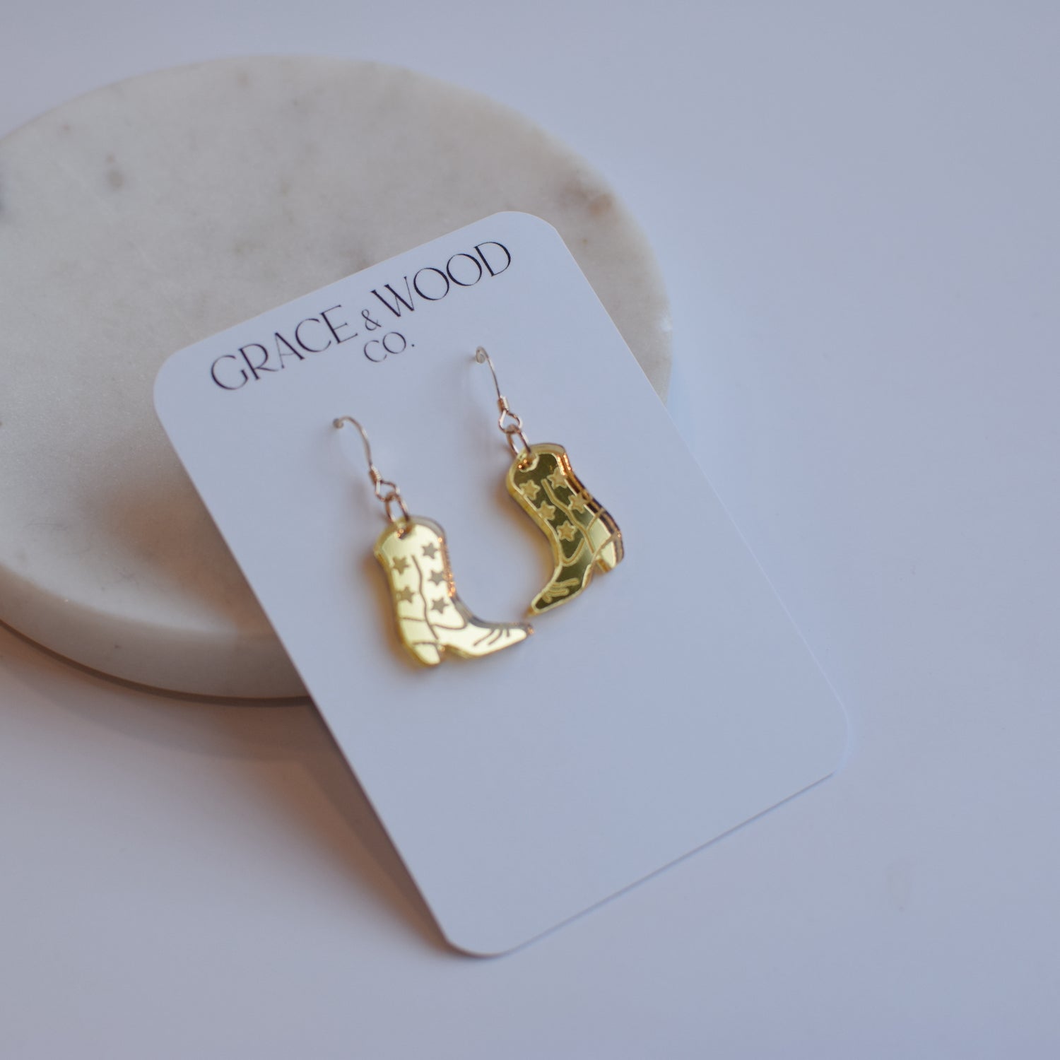 Cowgirl Boot Engraved Acrylic Earrings