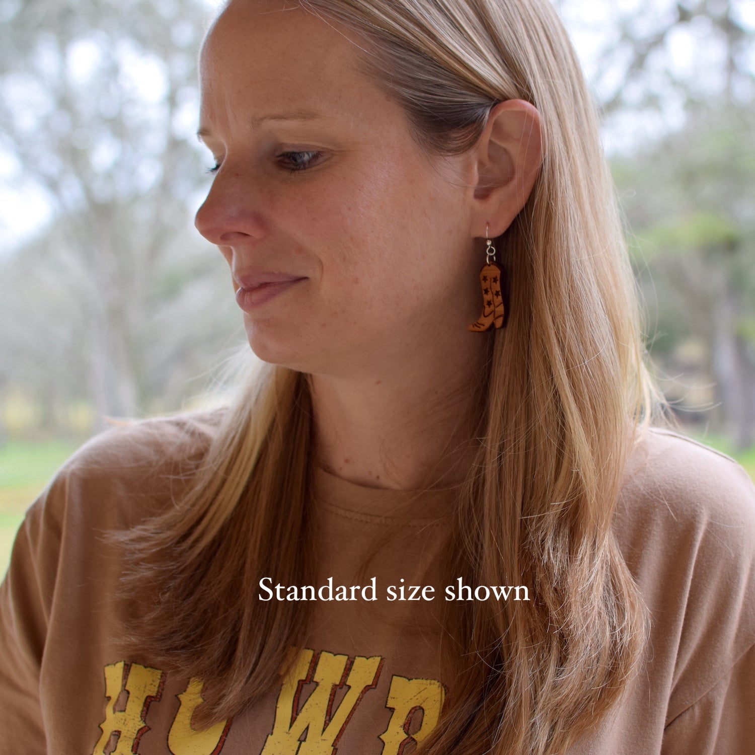 Cowgirl Boot Engraved Cherry Earrings