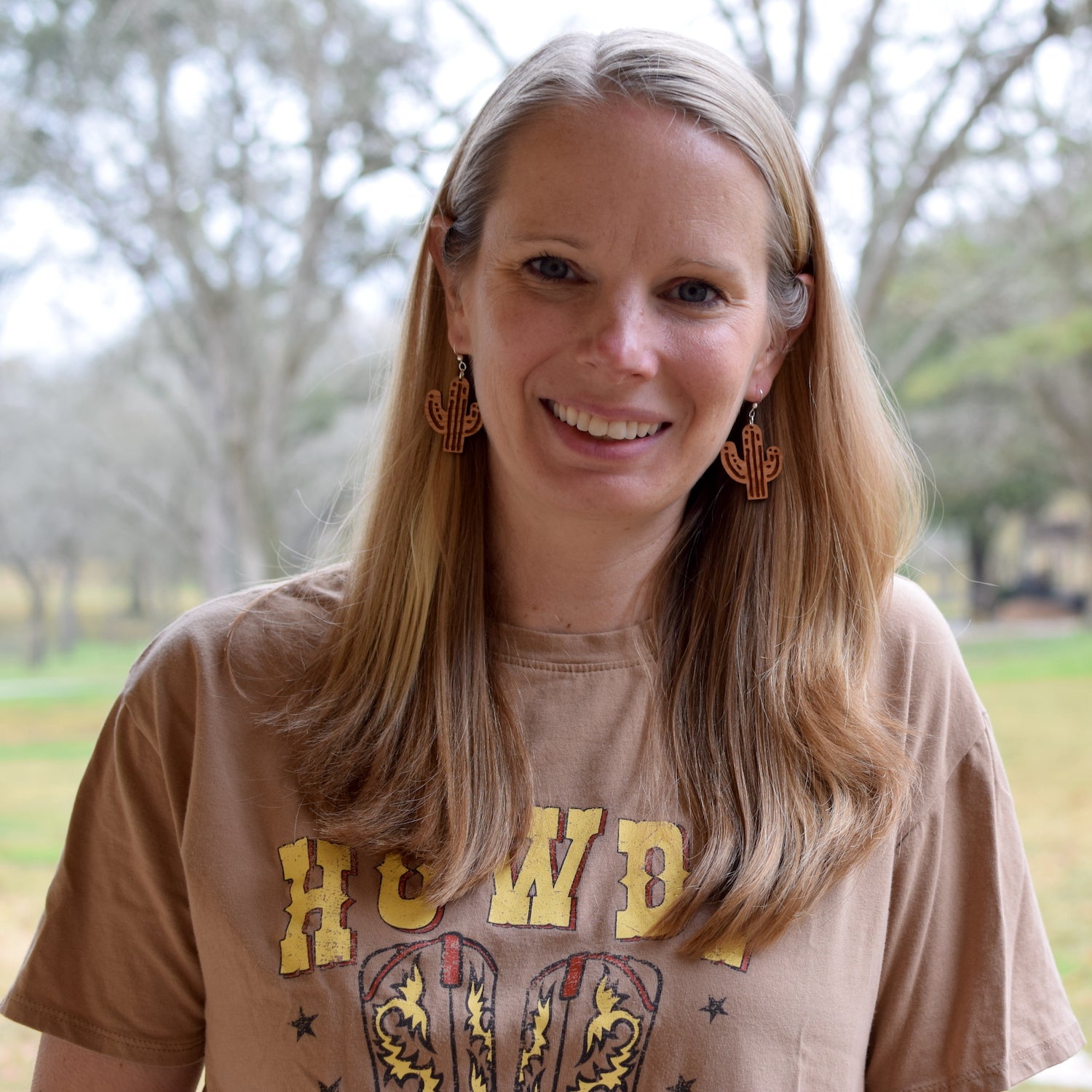 Cactus Engraved Cherry Earrings