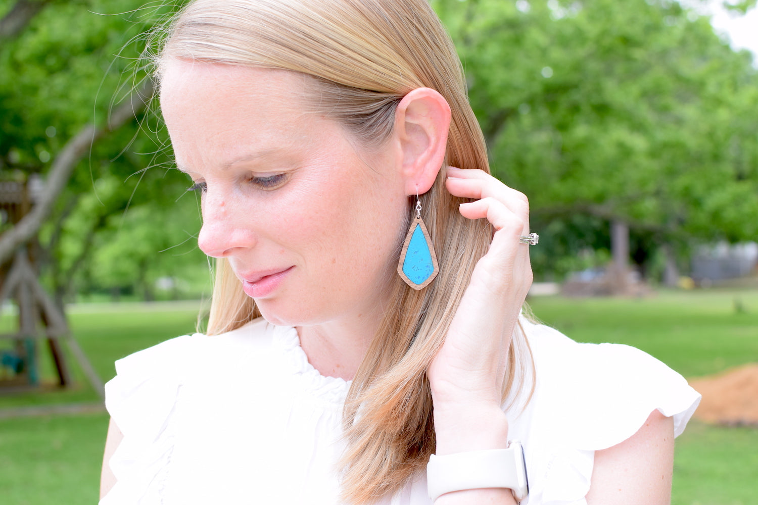 Turquoise Wood + Cork Emma - Grace and Wood Co.