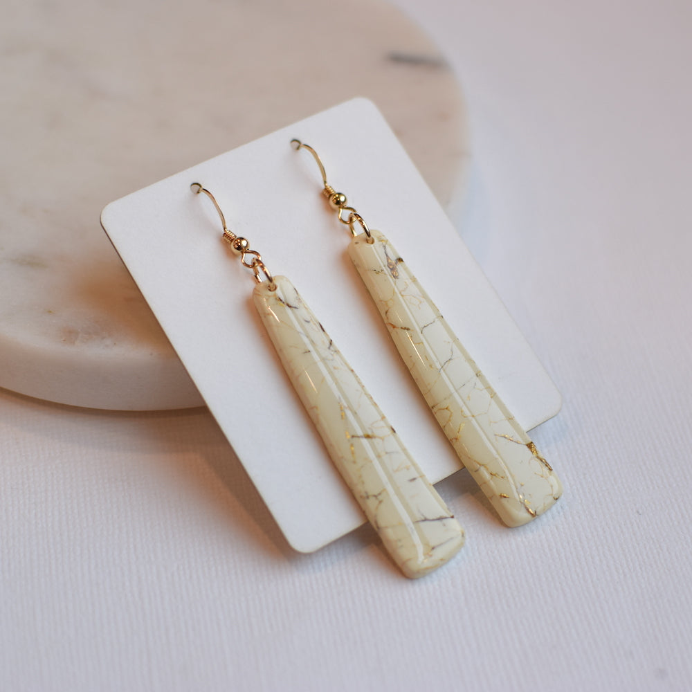 Ivory/Gold Crackle Clay Andy Earrings