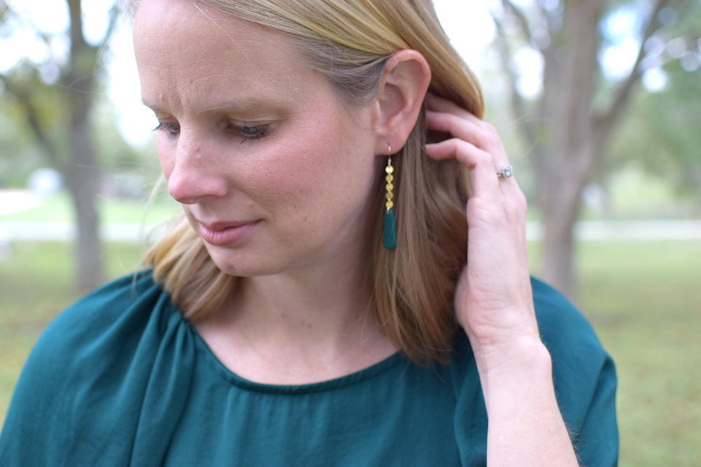 Emerald Clay Chain Drop Earrings