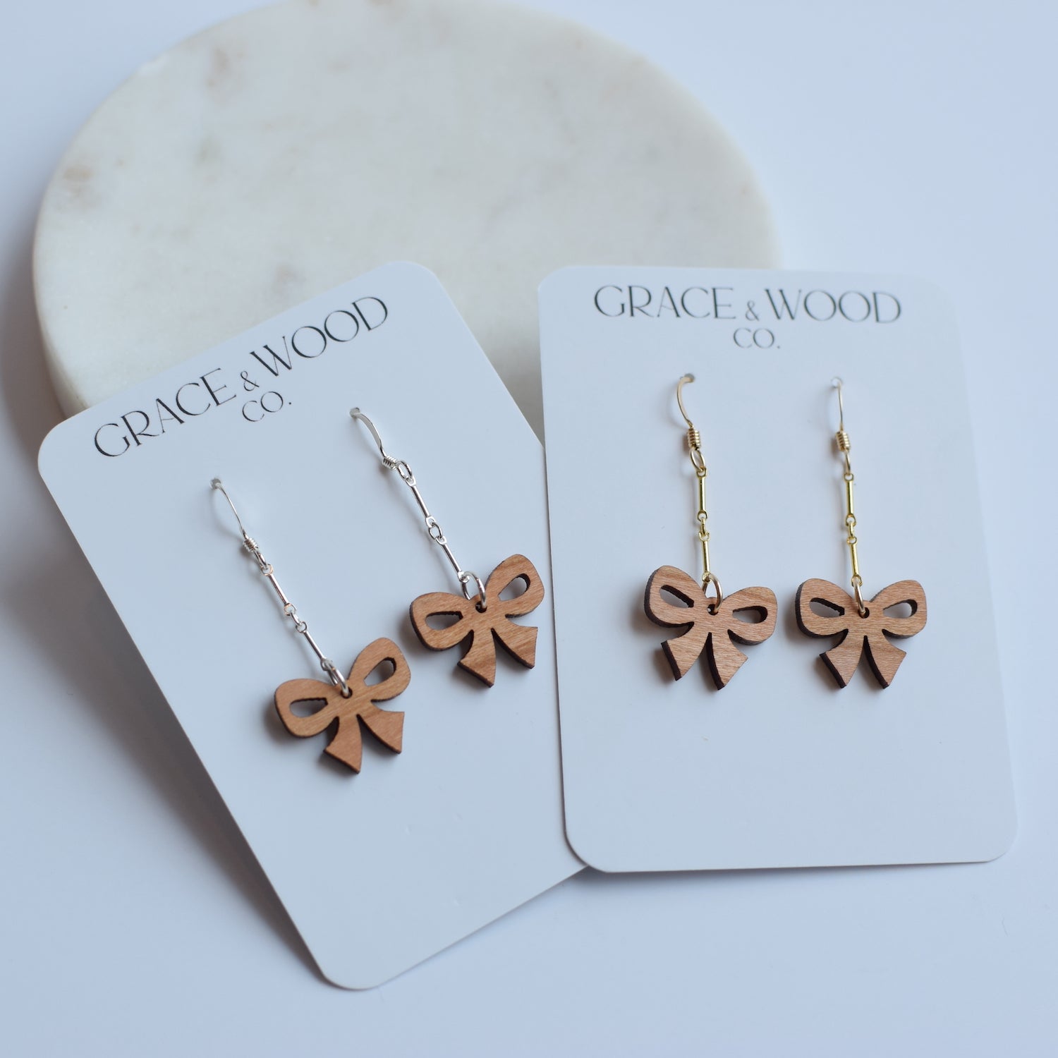 Cherry Bow Elegant Chain Drop Earrings