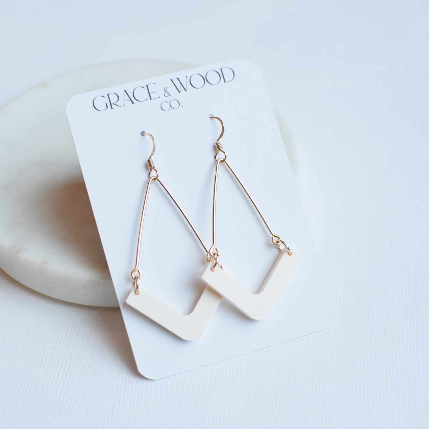 Bone Acrylic Elegant Chevron - Grace and Wood Co.