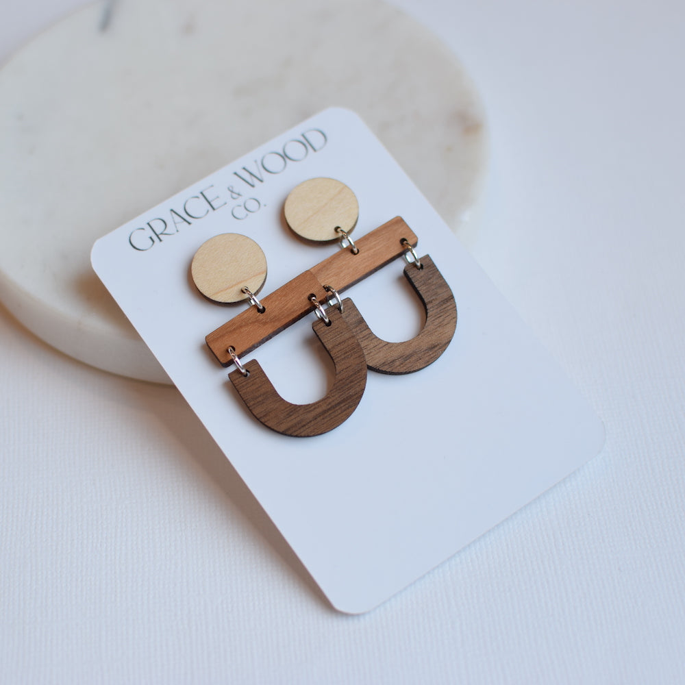 Ombre Horseshoe Dangle Studs - Grace and Wood Co.