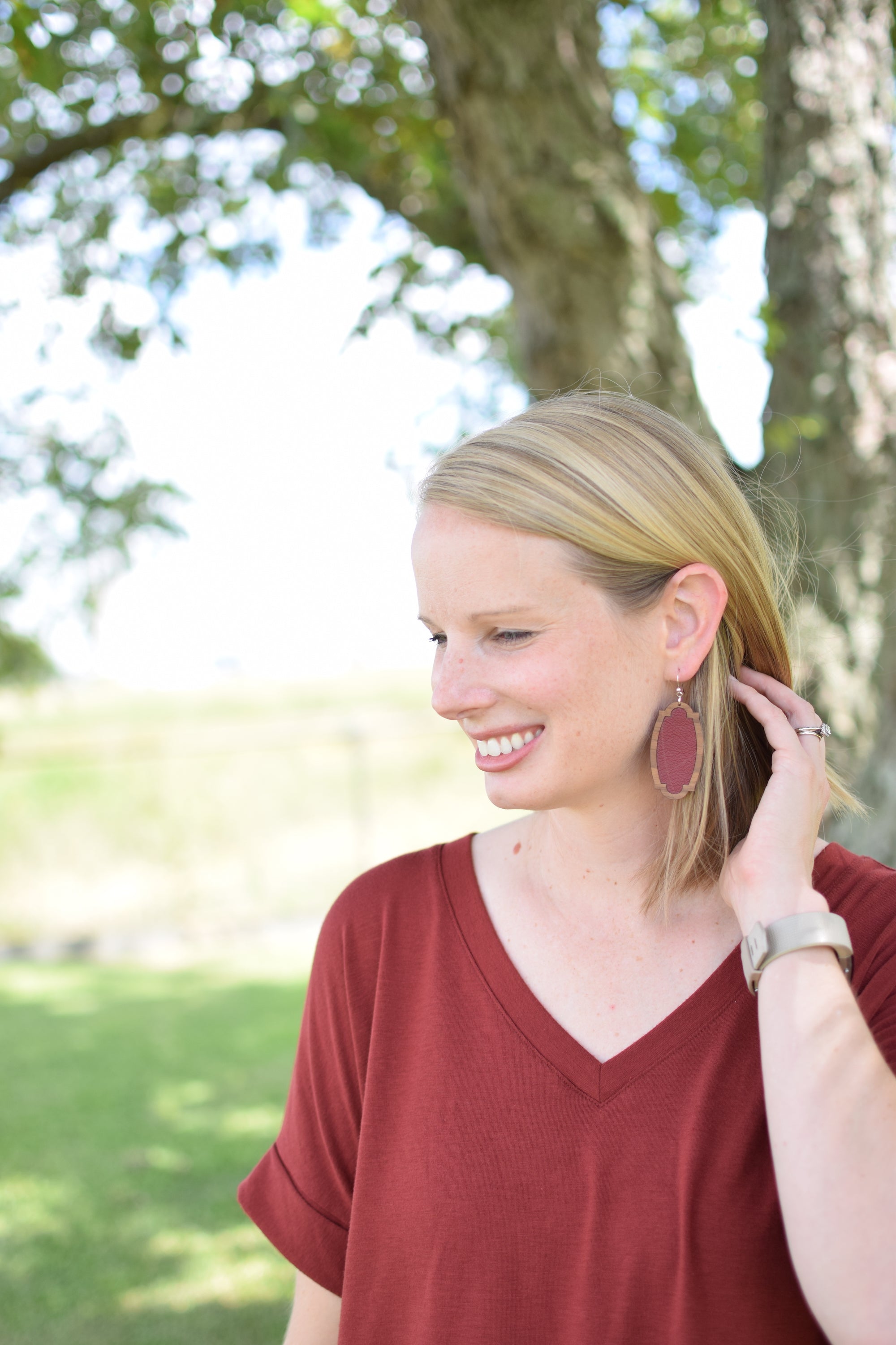 Maroon Wood + Leather Heirloom - Grace and Wood Co.