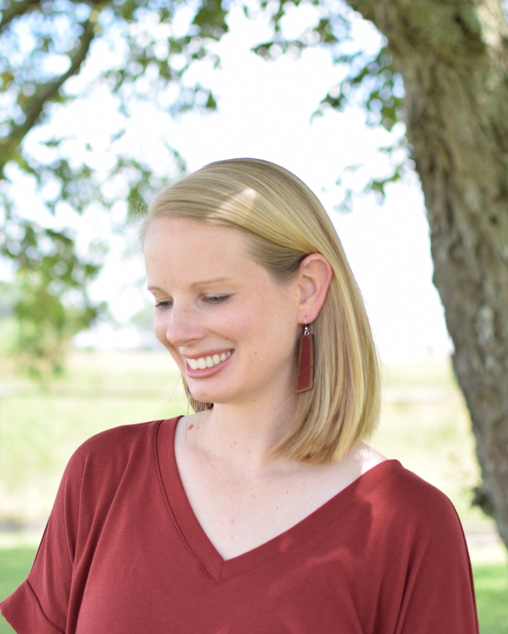 Maroon Wood + Leather Flare - Grace and Wood Co.