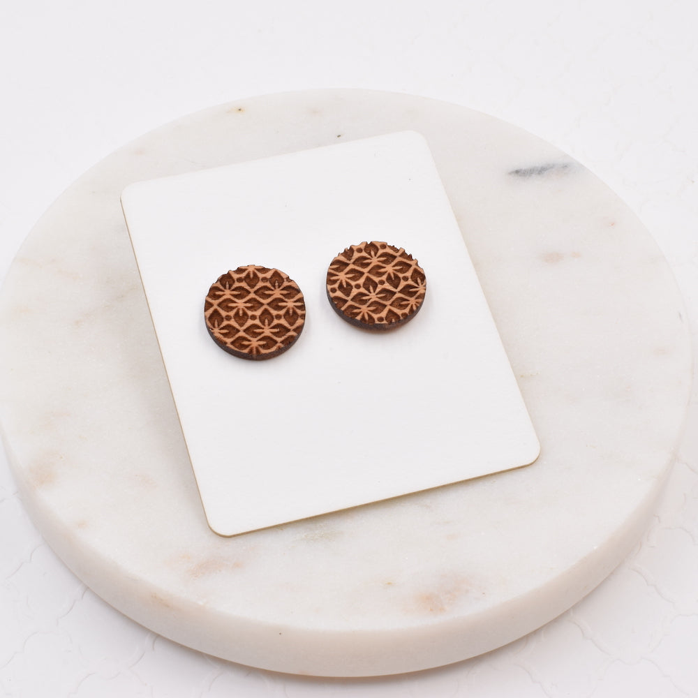 Vintage Engraved Circle Studs - Grace and Wood Co.