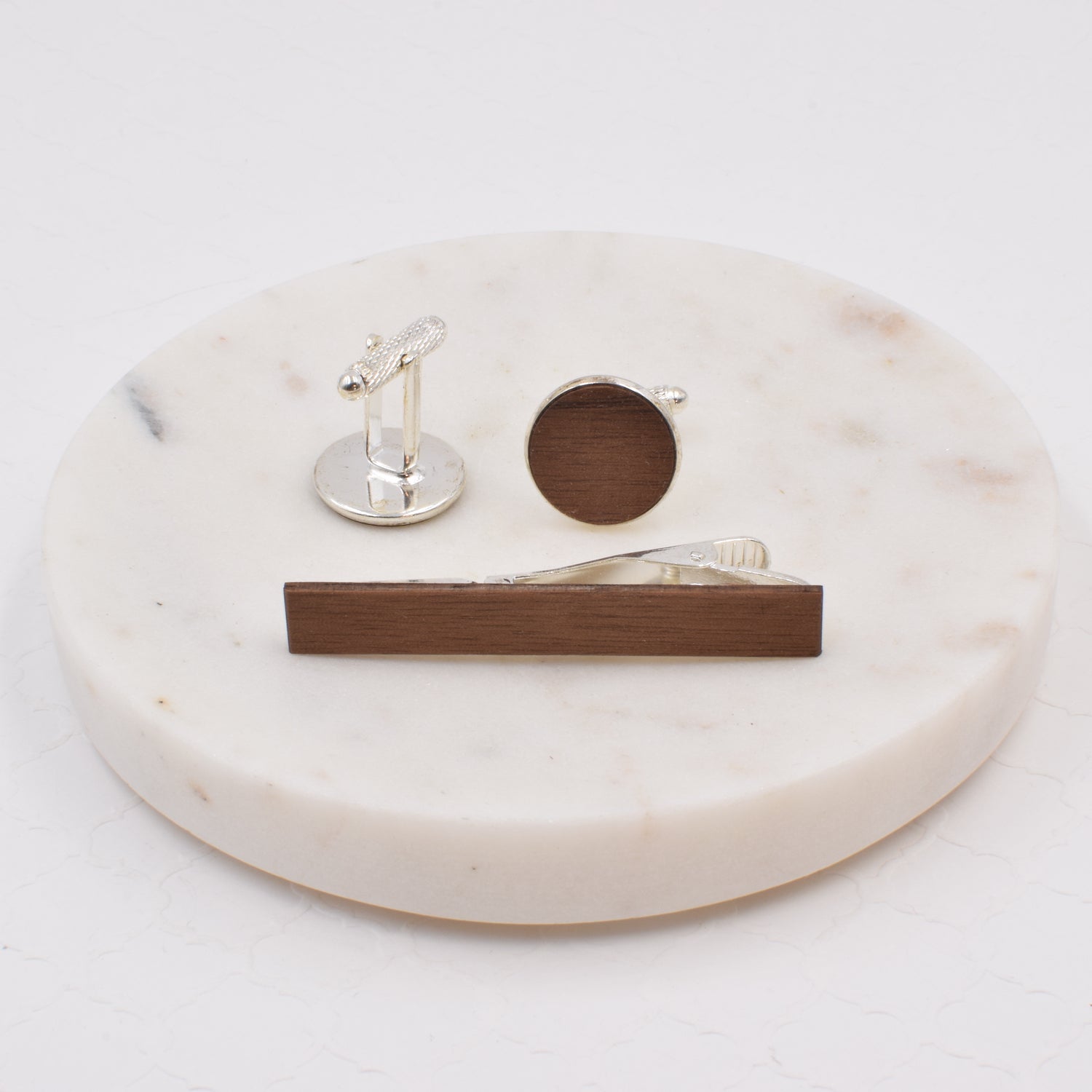 Walnut Cufflink and Tie Bar Set - Grace and Wood Co.