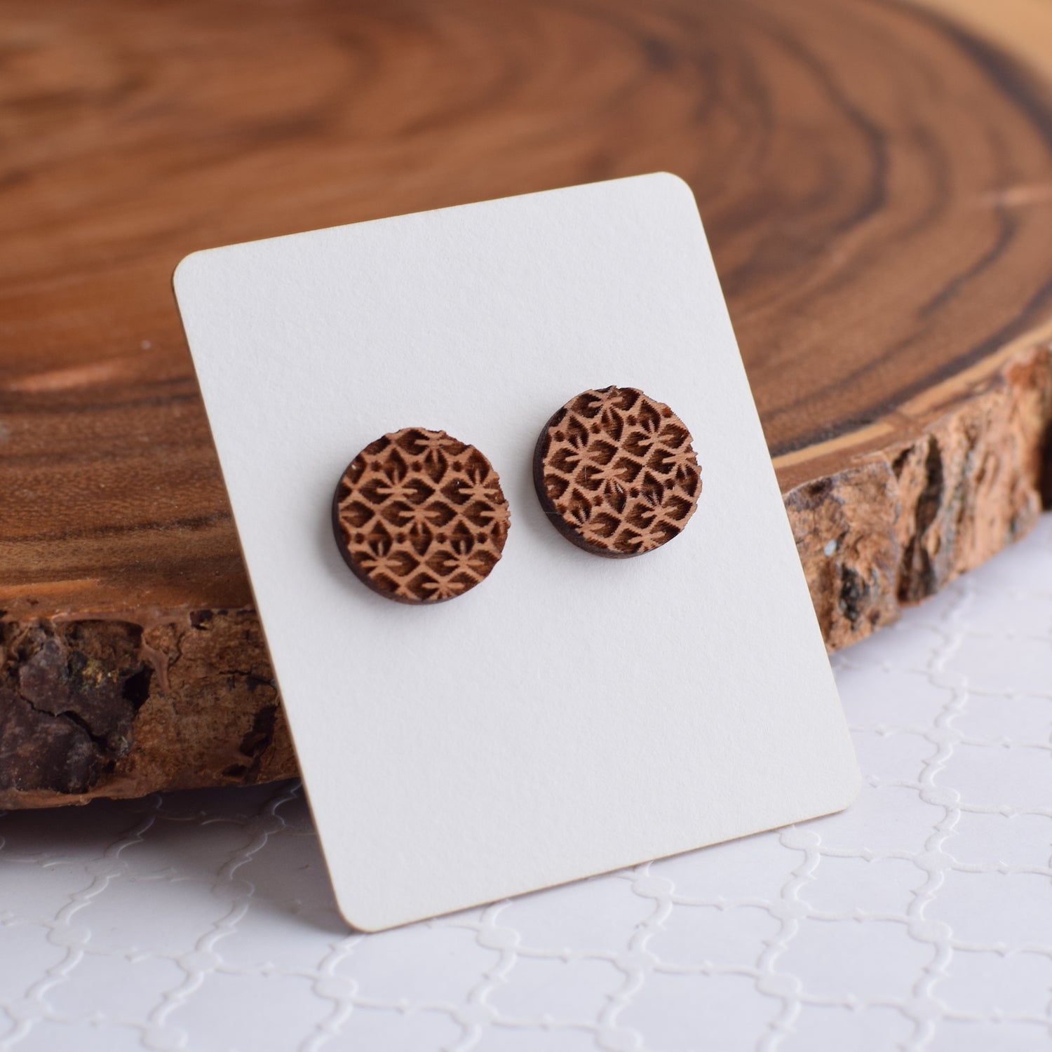Vintage Engraved Circle Studs - Grace and Wood Co.
