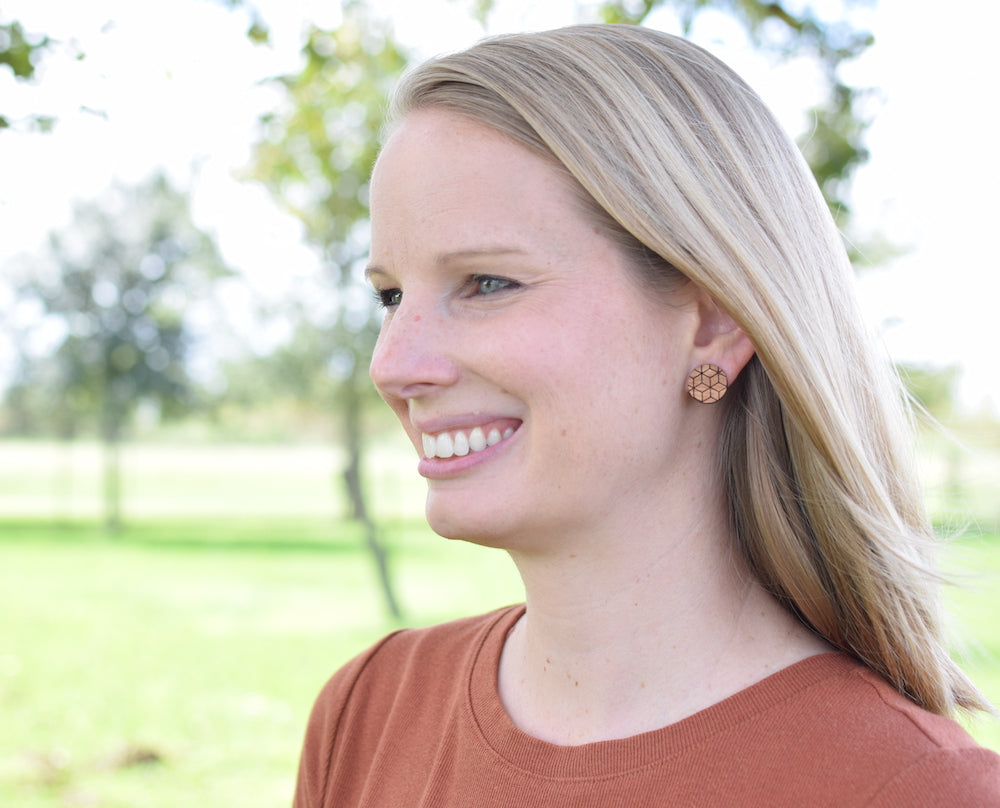 Kaleidoscope Engraved Circle Studs - Grace and Wood Co.