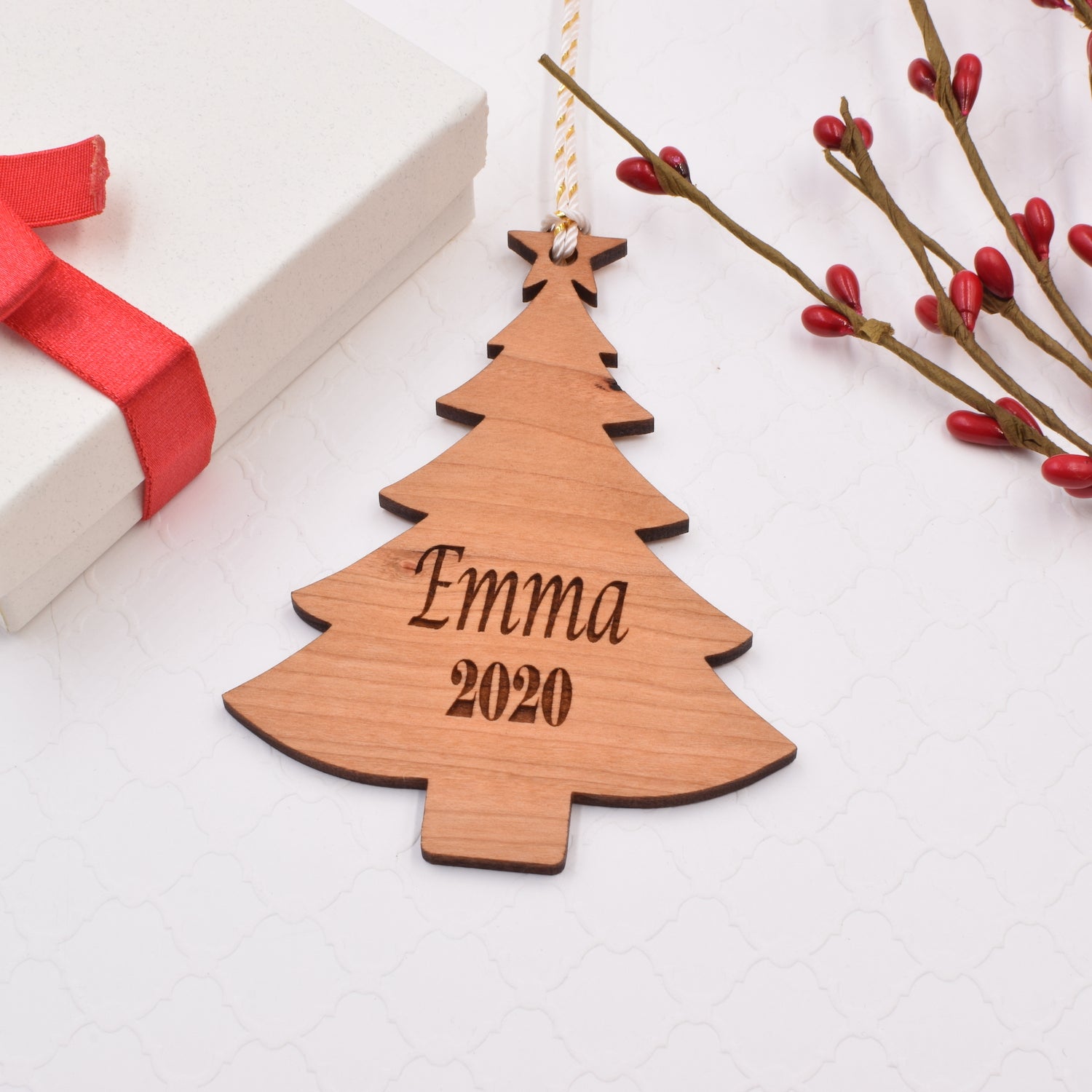 First Christmas Personalized Christmas Tree Wood Ornament
