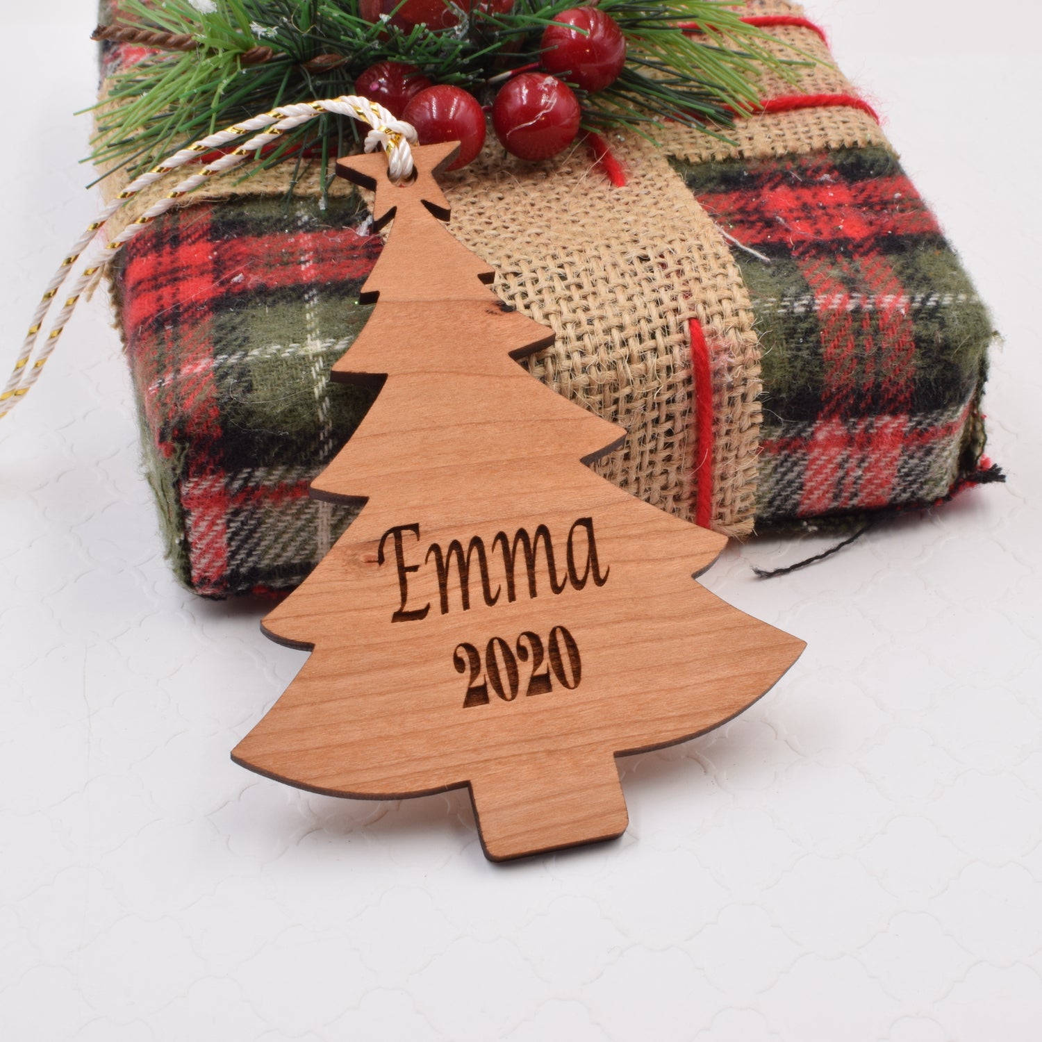 First Christmas Personalized Christmas Tree Wood Ornament