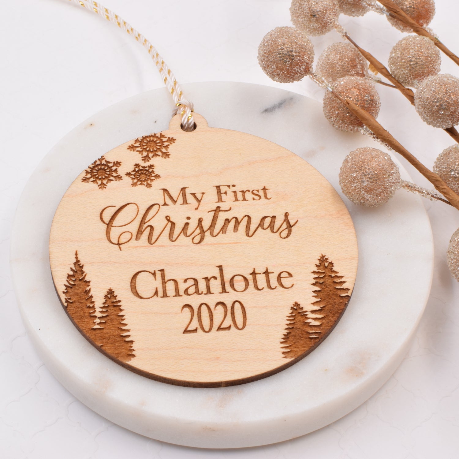 My First Christmas Personalized Wood Ornament