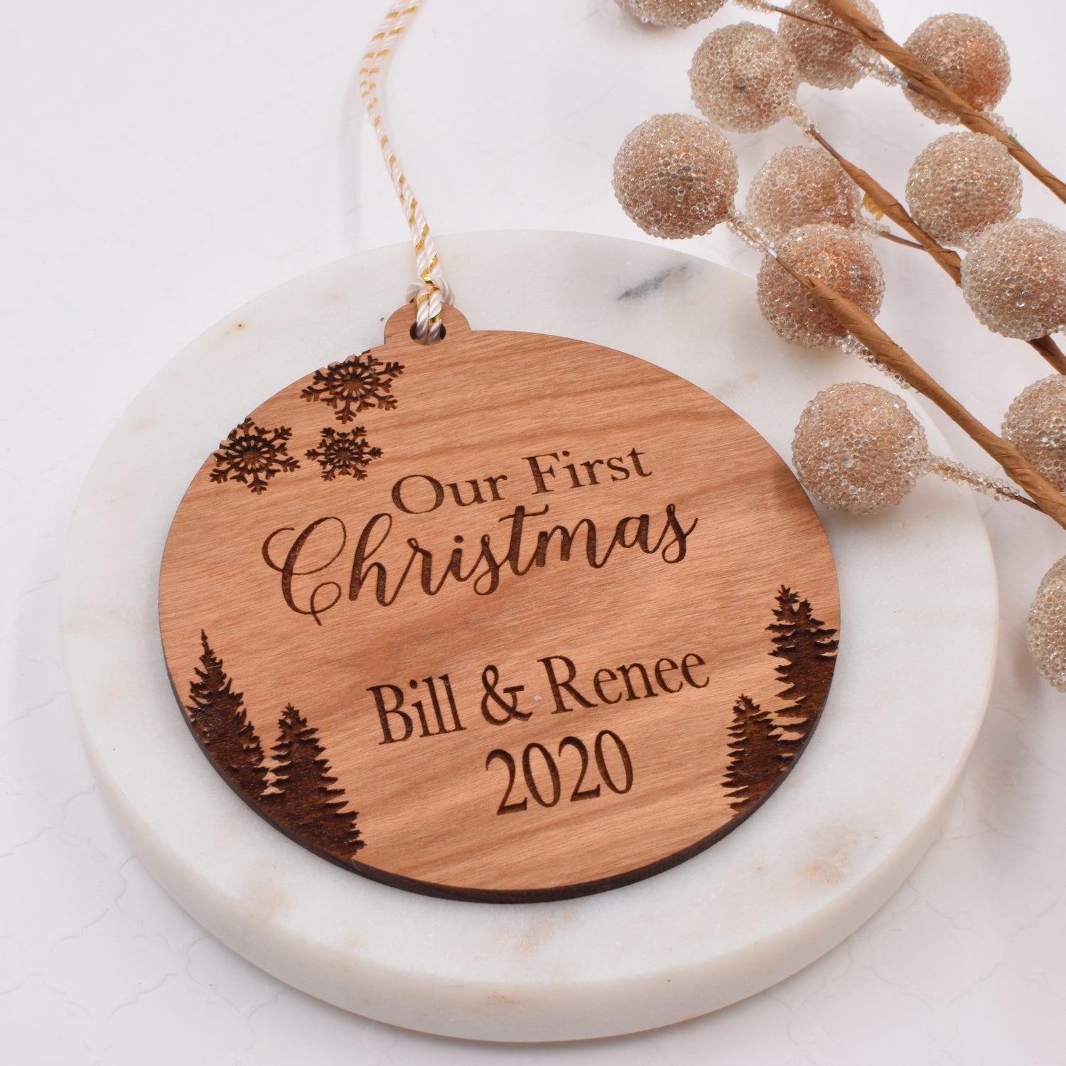 Our First Christmas Personalized Wood Ornament - Grace and Wood Co.