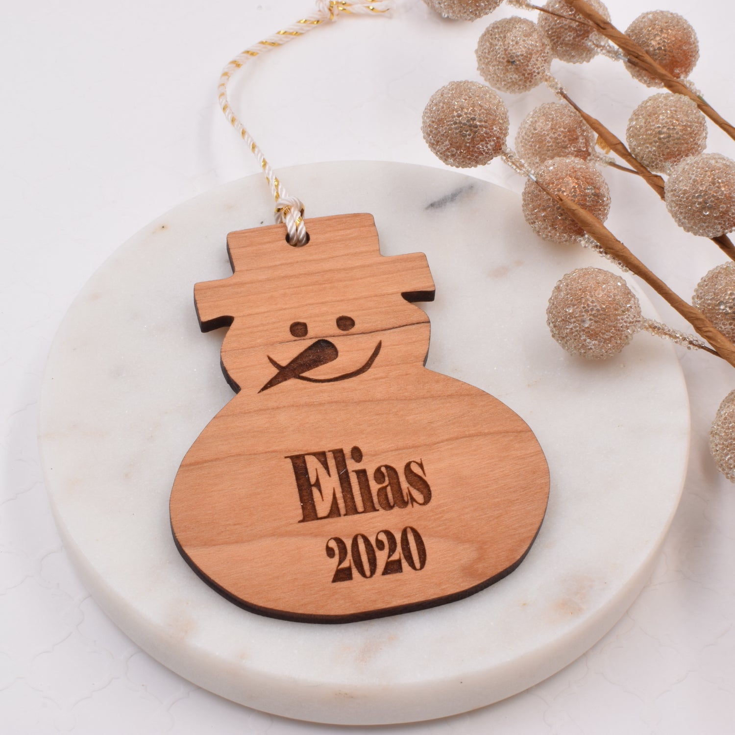 First Christmas Personalized Snowman Wood Ornament