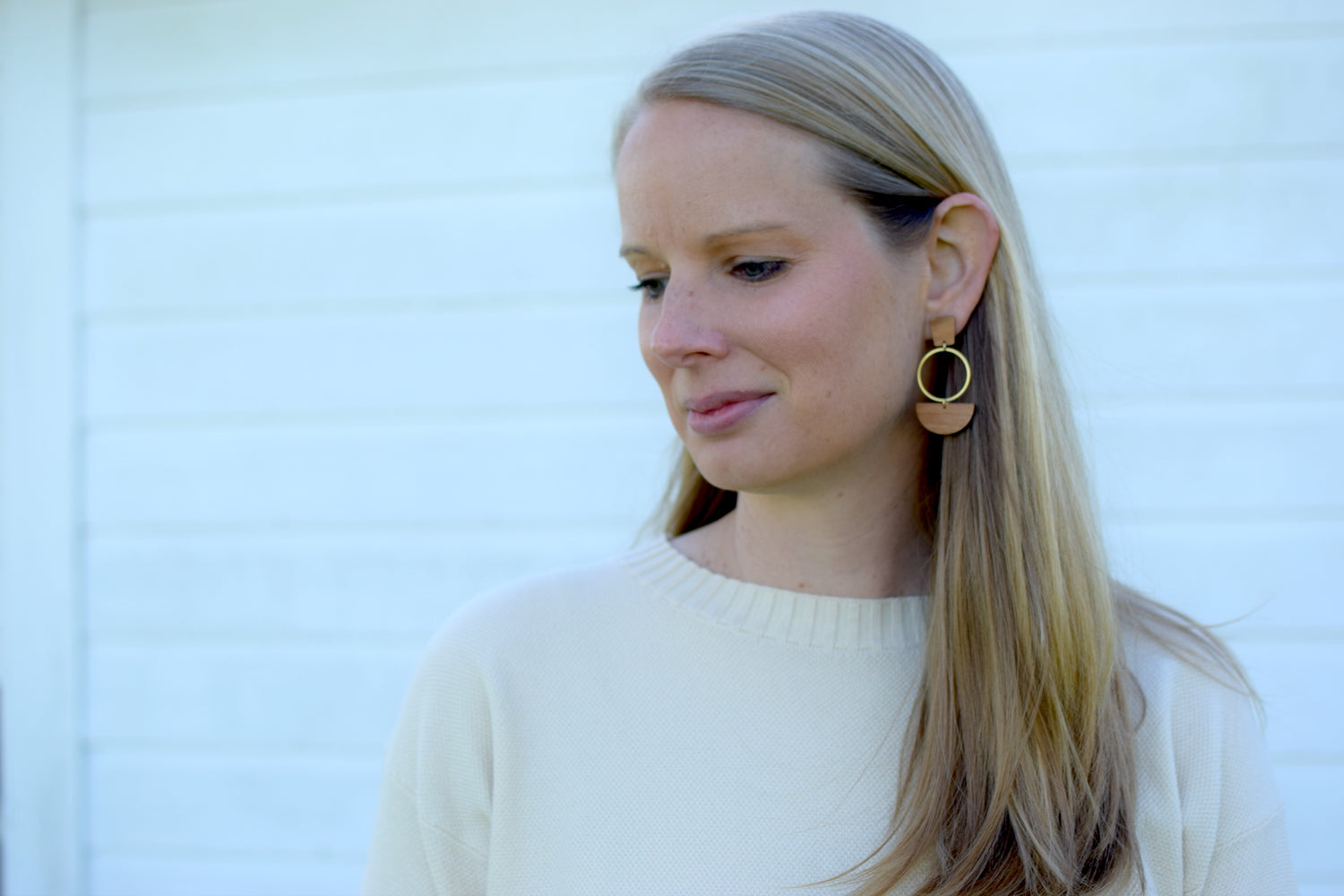 Cherry Brass Circle Dangle Studs - Grace and Wood Co.