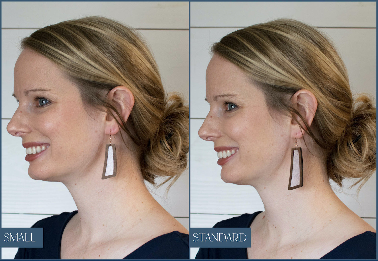 Bois crème texturé + évasement en cuir