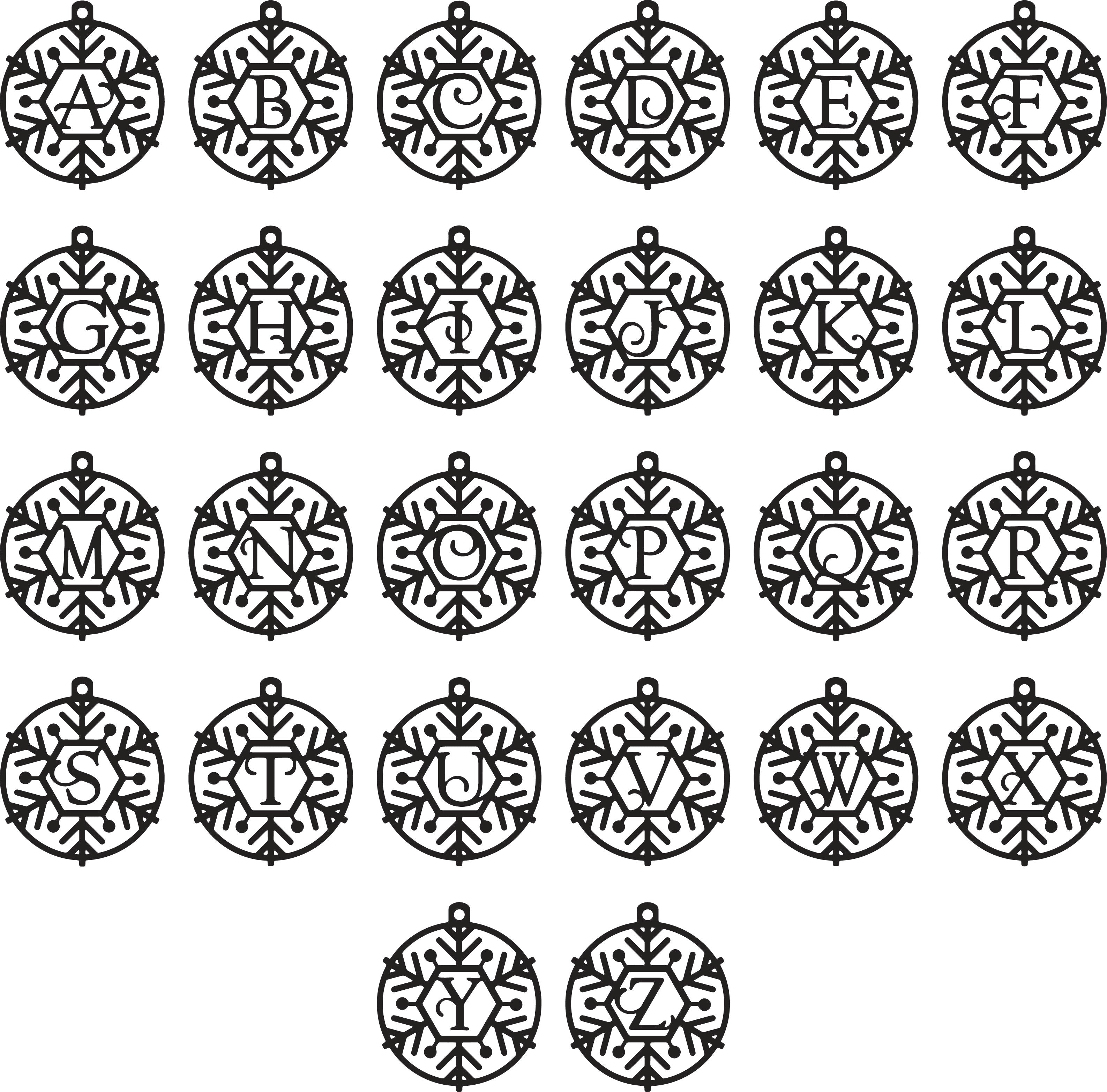 Personalized Monogram Wood Christmas Ornament Snowflake - Grace and Wood Co.