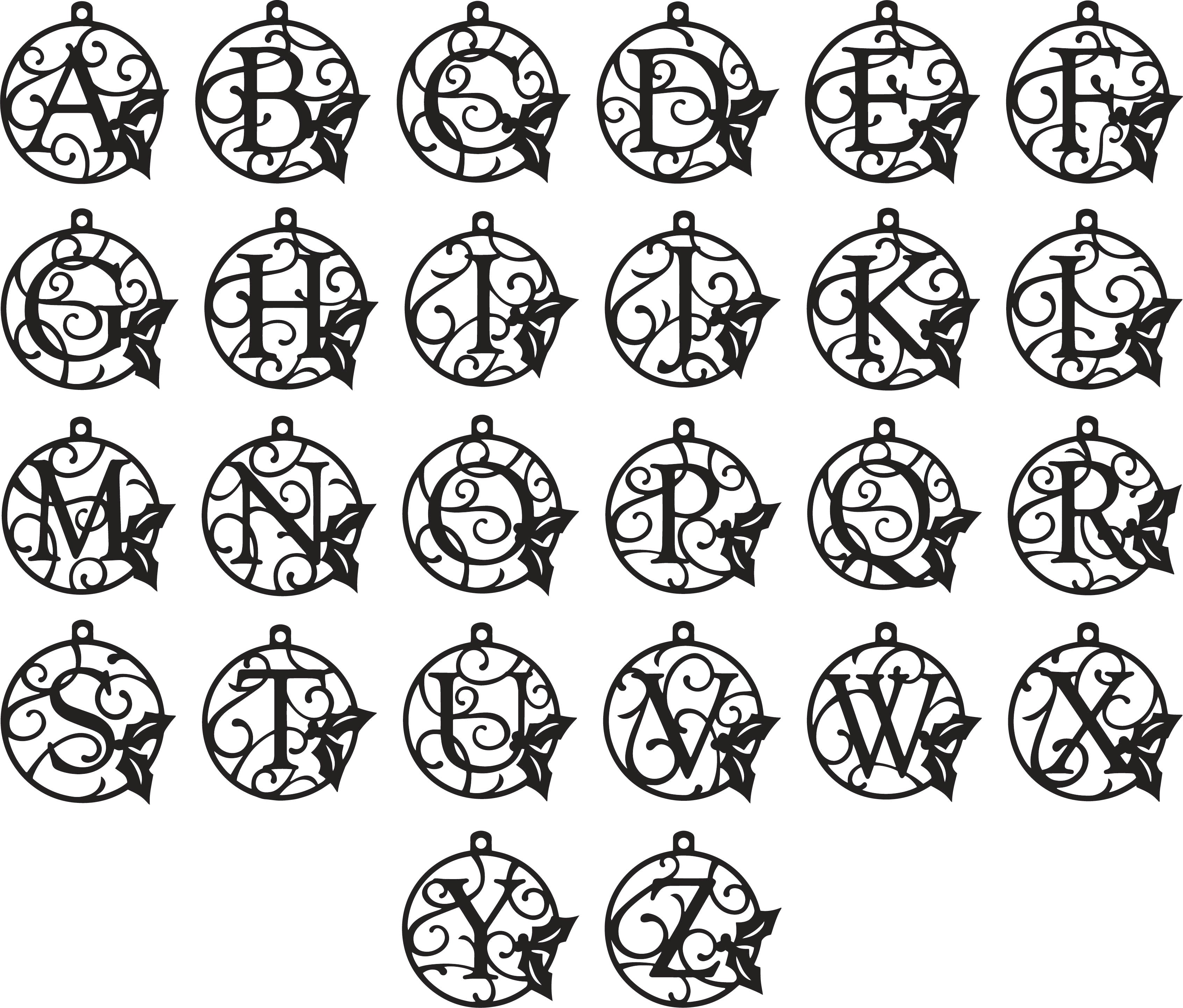 Personalized Monogram Wood Christmas Ornament Vine - Grace and Wood Co.